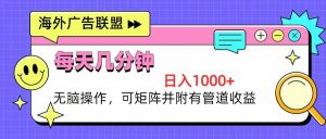 (13151期)海外廣告聯盟,每天幾分鐘日入1000+無腦操作,可矩陣并附有管道收益 - 嚴選資源大全 - 嚴選資源大全