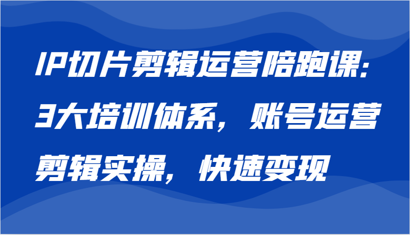 IP切片剪輯運營陪跑課，3大培訓體系：賬號運營 剪輯實操 快速變現(xiàn) - 嚴選資源大全