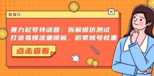 (13184期)暴力起號特訓營:拆解模仿測試,打造易爆流量模板,積累賬號權重 - 嚴選資源大全 - 嚴選資源大全