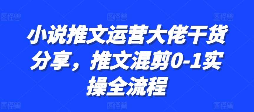 小說推文運營大佬干貨分享,推文混剪0-1實操全流程 - 嚴選資源大全