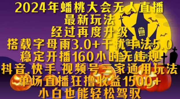 2024年蟠桃大會無人直播最新玩法，穩定開播160小時無違規，抖音、快手、視頻號三家通用玩法【揭秘】 - 嚴選資源大全