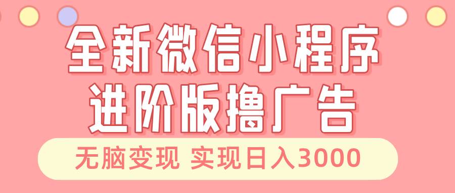 全新微信小程序進階版擼廣告 無腦變現睡后也有收入 日入3000+ - 嚴選資源大全