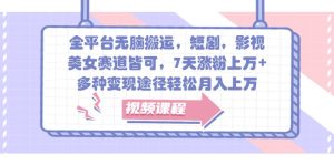 全平臺無腦搬運，短劇，影視，美女賽道皆可，7天漲粉上萬+，多種變現(xiàn)途徑輕松月入上萬 - 嚴選資源大全 - 嚴選資源大全