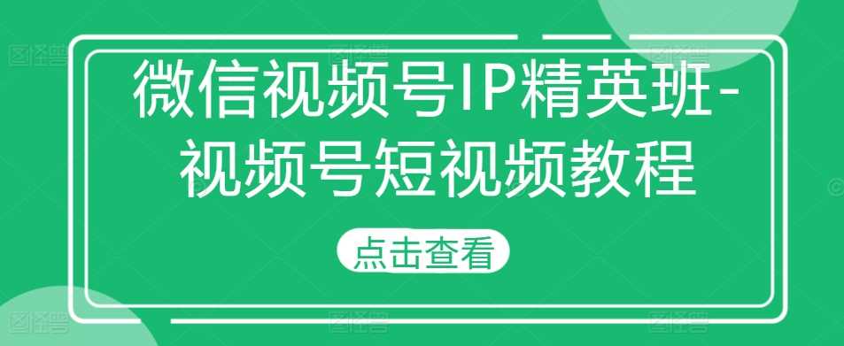 微信視頻號IP精英班-視頻號短視頻教程 - 嚴選資源大全