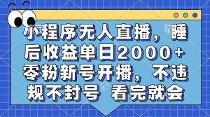 (13251期)小程序無人直播,睡后收益單日2000+ 零粉新號開播,不違規(guī)不封號 看完就會 - 嚴選資源大全 - 嚴選資源大全