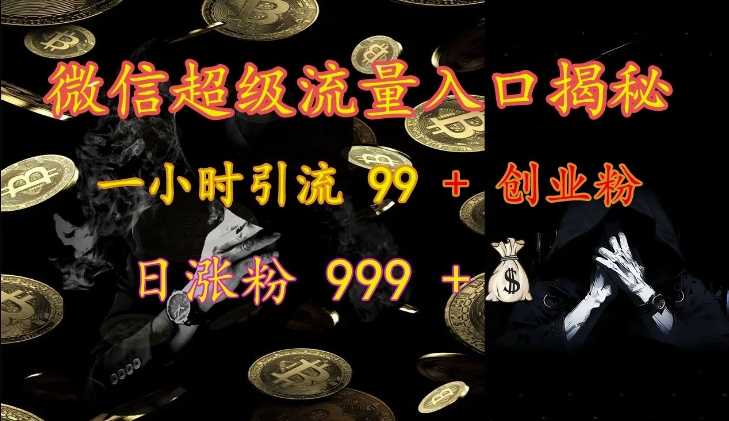 微信超級流量入口揭秘：一小時引流 99 + 創業粉，日漲粉 999 + - 嚴選資源大全