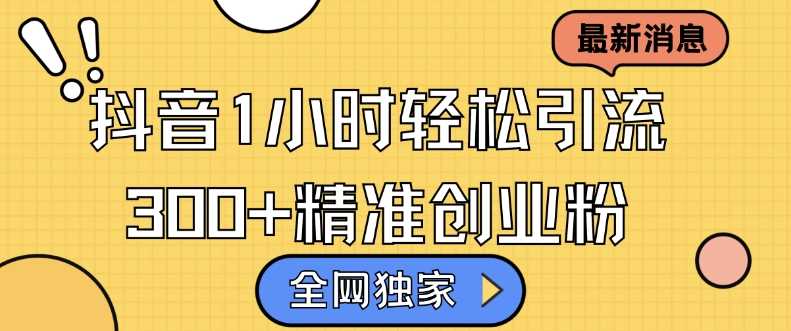 全網獨家抖音引流,輕松日引300+精準創業粉【揭秘】 - 嚴選資源大全