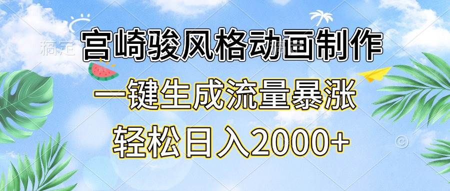 （13386期）宮崎駿風格動畫制作，一鍵生成流量暴漲，輕松日入2000+ - 嚴選資源大全