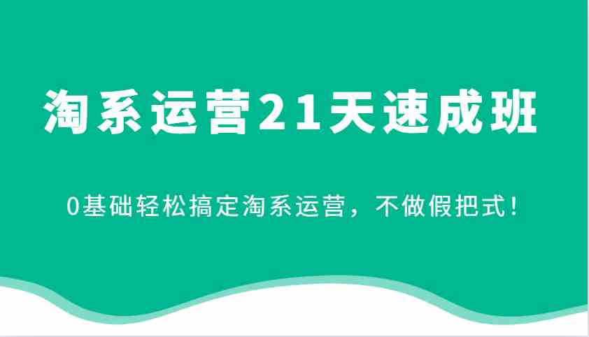 淘系運營21天速成班，0基礎輕松搞定淘系運營，不做假把式！ - 嚴選資源大全