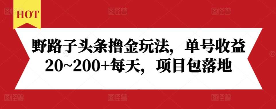 野路子頭條擼金玩法,單號收益20~200+每天,項目包落地 - 嚴選資源大全