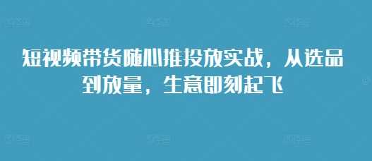短視頻帶貨隨心推投放實戰，從選品到放量，生意即刻起飛 - 嚴選資源大全