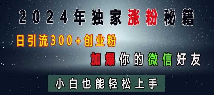 2024年獨(dú)家漲粉秘籍,日引流300+創(chuàng)業(yè)粉,加爆你的微信好友,小白也能輕松上手 - 嚴(yán)選資源大全
