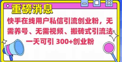 快手最新引流創業粉方法，無需養號、無需視頻、搬磚式引流法【揭秘】 - 嚴選資源大全