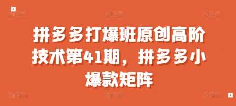 拼多多打爆班原創高階技術第41期，拼多多小爆款矩陣 - 嚴選資源大全
