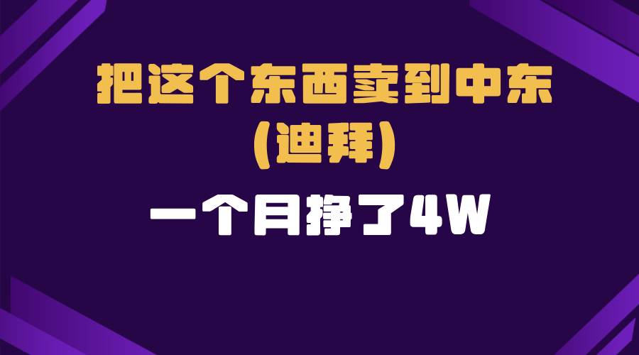 （13740期）跨境電商一個人在家把貨賣到迪拜，暴力項目拆解 - 嚴選資源大全