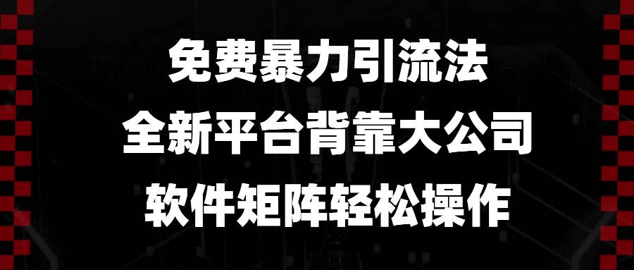 （13745期）免費(fèi)暴力引流法，全新平臺，背靠大公司，軟件矩陣輕松操作 - 嚴(yán)選資源大全