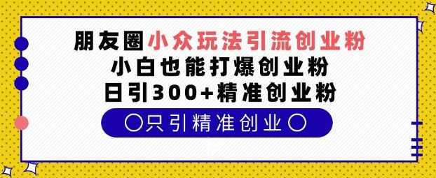 朋友圈小眾玩法引流創業粉,小白也能打爆創業粉,日引300+精準創業粉【揭秘】 - 嚴選資源大全