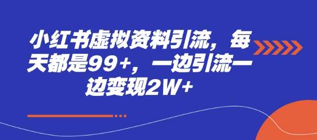 小紅書虛擬資料引流，每天都是99+，一邊引流一邊變現(xiàn)2W+ - 嚴(yán)選資源大全