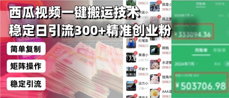 (13961期)西瓜視頻一鍵搬運技術,穩定日引流300+精準創業粉,簡單可復制給團隊,… - 嚴選資源大全 - 嚴選資源大全