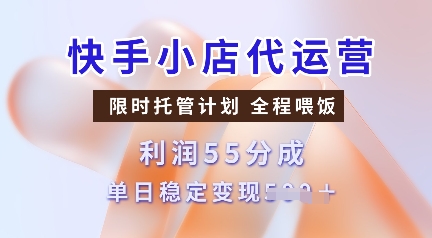 快手小店代運營,限時托管計劃,收益55分,單日穩定變現多張【揭秘】 - 嚴選資源大全