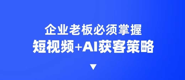 企業短視頻AI獲客霸屏流量課，6步短視頻+AI突圍法，3大霸屏搶客策略 - 嚴選資源大全