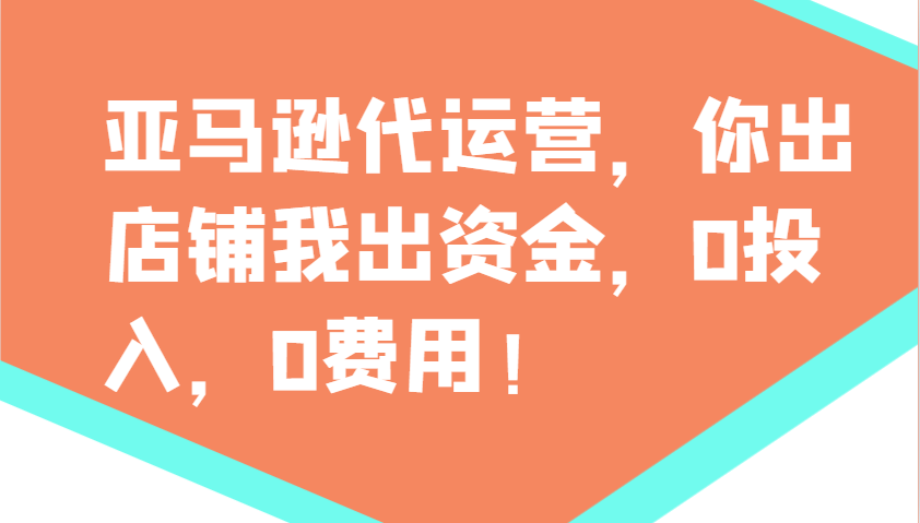 亞馬遜代運營,你出店鋪我出資金,0投入,0費用,無責任每天300分紅,贏虧我承擔 - 嚴選資源大全