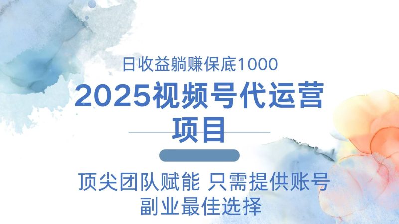 2025視頻號代運(yùn)營 日躺賺1000＋ 只需提供賬號 - 嚴(yán)選資源大全 - 嚴(yán)選資源大全