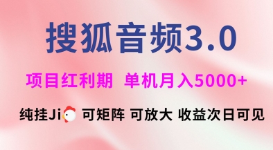 搜狐音頻掛ji3.0.可矩陣可放大，獨家技術，穩定月入5000+【揭秘】 - 嚴選資源大全