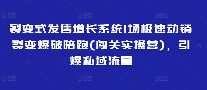 裂變式發售增長系統1場極速動銷裂變爆破陪跑(闖關實操營),引爆私域流量 - 嚴選資源大全