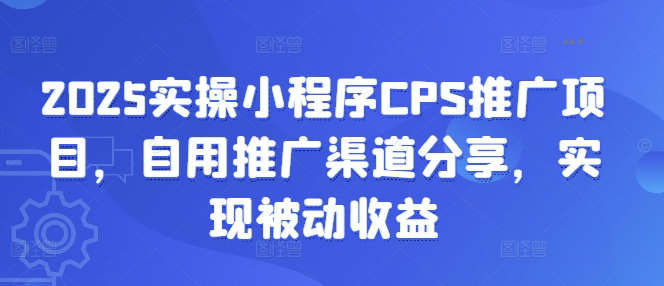 2025實操小程序CPS推廣項目，自用推廣渠道分享，實現被動收益 - 嚴選資源大全
