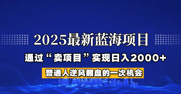 2025年藍(lán)海項(xiàng)目，如何通過(guò)“網(wǎng)創(chuàng)項(xiàng)目”日入2000+ - 嚴(yán)選資源大全