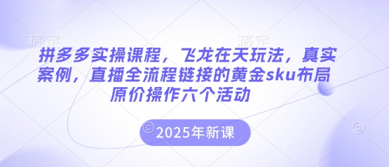 拼多多實(shí)操課程,飛龍?jiān)谔焱娣ǎ鎸?shí)案例,直播全流程鏈接的黃金sku布局原價(jià)操作六個(gè)活動(dòng) - 嚴(yán)選資源大全