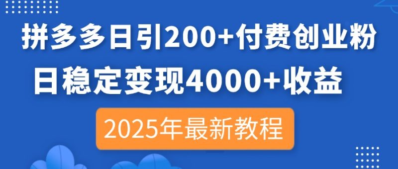 拼多多日引200+付費創業粉，日穩定變現4000+收益，2025年最新教程 - 嚴選資源大全 - 嚴選資源大全