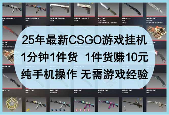 25年最新CSGO游戲掛機，1分鐘1件貨，1件貨賺10元 純手機操作 無需游戲經驗 - 嚴選資源大全