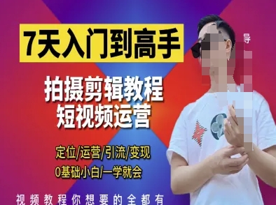 7天入門到高手，短視頻剪輯運營高手課，定位 運營 引|流 變現，0基礎小白一學就會 - 嚴選資源大全