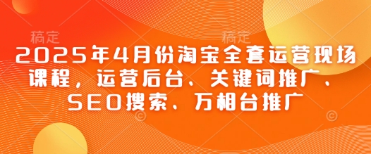 2025年4月份淘寶全套運營現場課程,運營后臺、關鍵詞推廣、SEO搜索、萬相臺推廣 - 嚴選資源大全