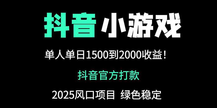 抖音官方小游戲2025全網最新玩法,暴利賺錢項目,單機日入2000+ - 嚴選資源大全