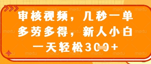 視頻審核員，幾秒一單，不限時間，不限地點，多做多得，新人小白一天輕松幾張+【揭秘】 - 嚴選資源大全