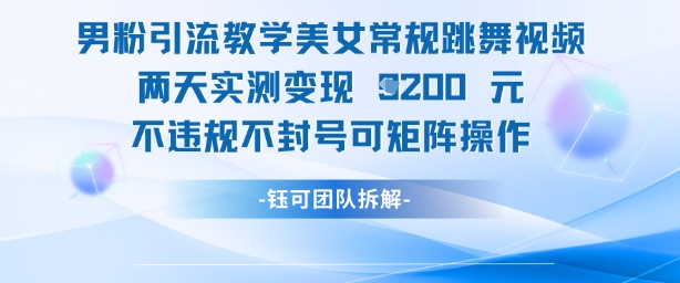 男粉引流教學美女常規跳舞視頻兩天實測變現1k+，不違規不封號可矩陣操作 - 嚴選資源大全