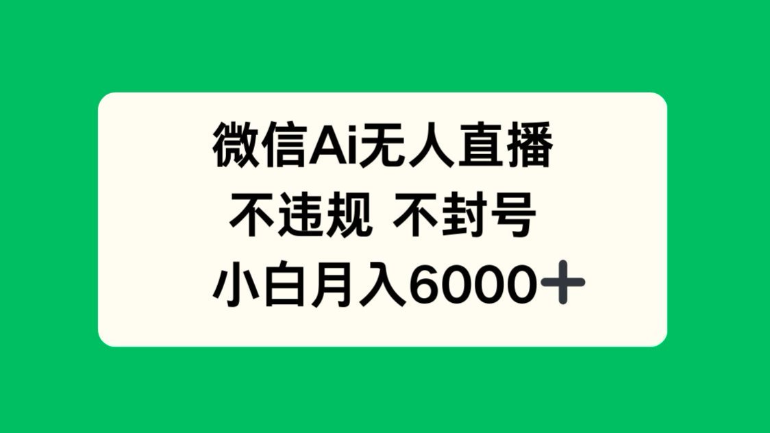 微信AI無人直播,不違規(guī) 不封號 ,小白月入6000+ - 嚴選資源大全