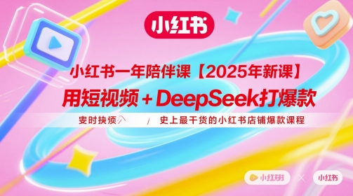 小紅書一年陪伴課【2025年新課】，用短視頻+deepSeek打爆款，史上最干貨的小紅書店鋪爆款課程 - 嚴選資源大全