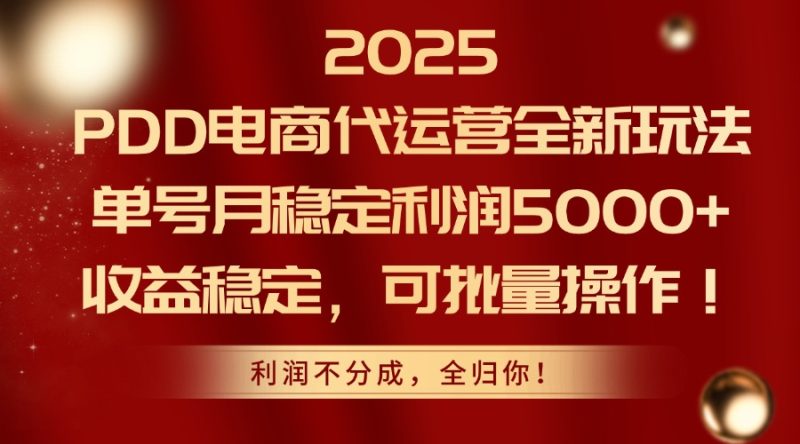 2025PDD電商代運(yùn)營全新玩法,單號(hào)月穩(wěn)定利潤5000+,收益穩(wěn)定,可批量操作 - 嚴(yán)選資源大全 - 嚴(yán)選資源大全