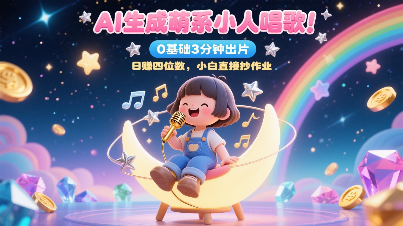 AI生成萌系小人唱歌!0基礎(chǔ)3分鐘出片,28個作品漲粉9萬,日賺四位數(shù),小白直接抄作業(yè) - 嚴選資源大全