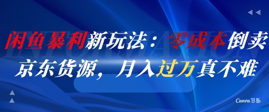 閑魚暴利新玩法：零成本倒賣京東貨源，月入過1W真不難 - 嚴選資源大全