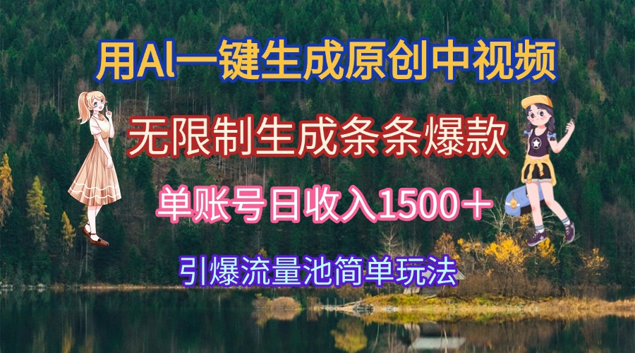 用Al一鍵生成原創中視頻，無限制生成條條爆款，單賬號日收入1500＋引爆… - 嚴選資源大全