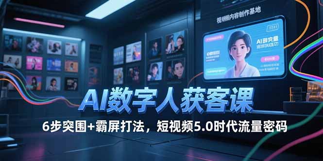 AI數字人獲客課，6步突圍+霸屏打法，短視頻5.0時代流量密碼 - 嚴選資源大全
