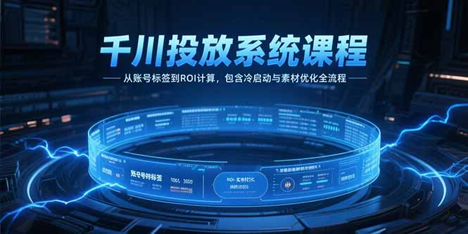 千川投放系統(tǒng)課程，從賬號標(biāo)簽到ROI計算，包含冷啟動與素材優(yōu)化全流程 - 嚴(yán)選資源大全