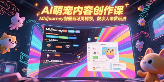 AI萌寵內容創作課,Midjourney制圖到可靈視頻,數字人帶貨玩法 - 嚴選資源大全