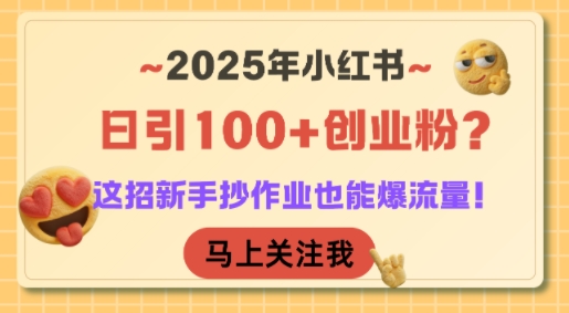 2025年小紅書日引100+創(chuàng)業(yè)粉？這招新手抄作業(yè)也能爆流量！ - 嚴(yán)選資源大全