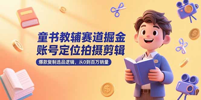 童書教輔賽道掘金，賬號定位拍攝剪輯，爆款復制選品邏輯，從0到百萬銷量 - 嚴選資源大全